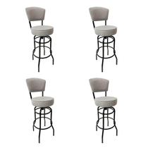Kit 4 Banquetas Bar Bancada Média Altura 65cm Preta Giratória Encosto estofado Assento Luxo em Linho