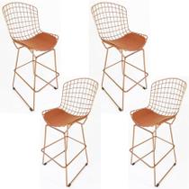 Kit 4 Banquetas BERTÓIA cobre altura 60cm - Poltronas do Sul