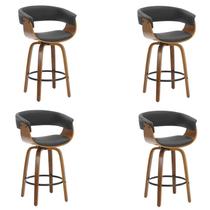 Kit 4 Banquetas Betim Base Madeira Preto