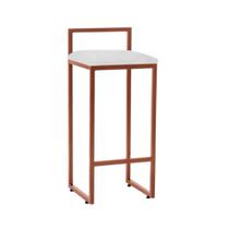 Kit 4 Banquetas Bistrô Alta Industriais em Aço Dori Cobre Assento Suede Branco