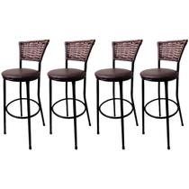 Kit 4 Banquetas Bistrô Hawaii Capuccino Assento Marrom