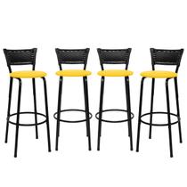 kit 4 Banquetas Cadeiras Bancos Altas Balcão Ilha Bar Bancada Cozinha Gourmet Área de Lazer 70cm Itagold