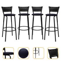 kit 4 Banquetas Cadeiras Bancos Altas Balcão Ilha Bar Bancada Cozinha Gourmet Área de Lazer 70cm Itagold