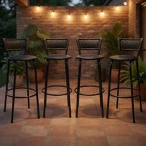 kit 4 Banquetas Cadeiras Bancos Altas Balcão Ilha Bar Bancada Cozinha Gourmet Área de Lazer 70cm Itagold