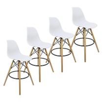 Kit 4 Banquetas Charles Eames Eiffel Wood Design Base Fixa