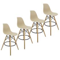 Kit 4 Banquetas Charles Eames Eiffel Wood Design Base Fixa