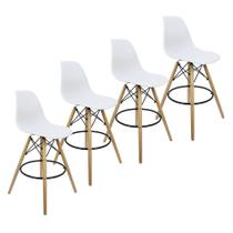 Kit 4 Banquetas Charles Eames Eiffel Wood Design Base Fixa Madeira