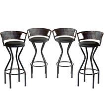 Kit 4 Banquetas Charme Assento Estofado para Área Gourmet