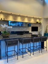 Kit 4 Banquetas Com Encosto Alumínio E Fibra Sintetica