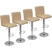 Kit 4 Banquetas Confort Estofada Couro Giratória c/ regulagem