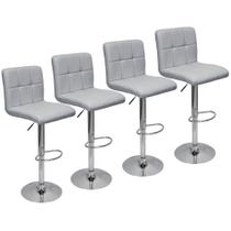 Kit 4 Banquetas Confort Gomos Estofada Couro Giratória c/ Regulagem Cinza Kit 4 Banquetas Confort Gomos Estofada Couro Giratória c/ Regulagem Cinza