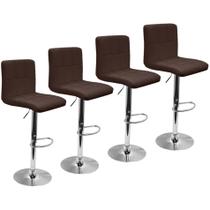 Kit 4 Banquetas Confort Gomos Estofada Giratória Marrom Café