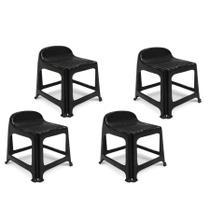 Kit 4 Banquetas de Plástico Com Encosto Reforçada Banquinho Para Cozinha e Bar