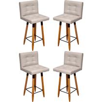 Kit 4 Banquetas Decorativas Para Cozinha Gourmet Grace Cores Pé Castanho - Clique E Decore