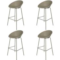 Kit 4 Banquetas Drops Rivatti em Polipropileno Fendi Base Desmontável Aço Fendi