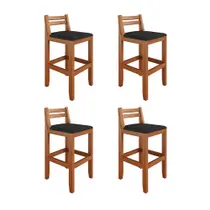 Kit 4 Banquetas em Madeira Maciça Ibiza 78 Cm com Encosto - Malbec Assento Preto Kit 4 Banquetas em Madeira Maciça Ibiza 78 Cm com Encosto - Malbec Assento Preto