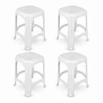 Kit 4 Banquetas Empilháveis para Cozinha e Área Gourmet Interna e Externa Branco e Preto Kit 4 Banquetas Empilháveis para Cozinha e Área Gourmet Interna e Externa Branco e Preto