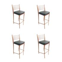 Kit 4 Banquetas EMPILHÁVEL Cobre alta assento preto - Poltronas do Sul