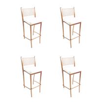 Kit 4 Banquetas EMPILHÁVEL Cobre Altura 65cm assento branco - Poltronas do Sul