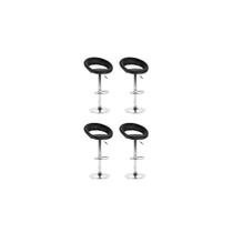Kit 4 Banquetas Estofadas Lux com Regulagem a Gás Preto - Facthus