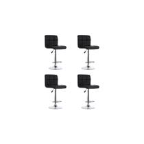 Kit 4 Banquetas Estofadas Vox com Regulagem a Gás Preto - Facthus