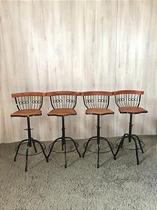 Kit 4 Banquetas Ferro e Madeira Regulável 80cm Altura Bancada - Minas Artesanato