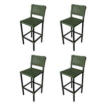 Kit 4 Banquetas França Aluminio com Corda Naútica Verde Musgo Kit 4 Banquetas França Aluminio com Corda Naútica Verde Musgo