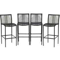 Kit 4 Banquetas Havaí Corda Sintética Proteção UV Sala de Jantar, Área Gourmet - Preta