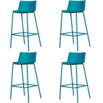 Kit 4 Banquetas Ipanema Média Fratini 86,50 cm (altura) em Polipropileno Base em Aço Azul Sonho Distante Kit 4 Banquetas Ipanema Média Fratini 86,50 cm (altura) em Polipropileno Base em Aço Azul Sonho Distante