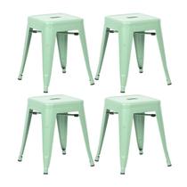 Kit 4 Banquetas Laráz Iron Tolix baixa 45 cm - Verde Claro Kit 4 Banquetas Laráz Iron Tolix baixa 45 cm - Verde Claro