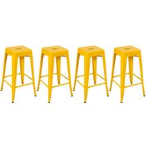 Kit 4 Banquetas Laráz Iron Tolix Industrial Aço Amarelo Kit 4 Banquetas Laráz Iron Tolix Industrial Aço Amarelo