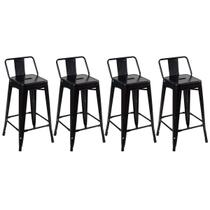 Kit 4 Banquetas Laráz Iron Tolix Média 66cm Preto Kit 4 Banquetas Laráz Iron Tolix Média 66cm Preto