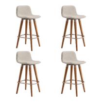 Kit 4 Banquetas Linea Baixa Luxo Aço Champagne Assento Linho Cozinha Ilha Moderna - Champagne/palha Kit 4 Banquetas Linea Baixa Luxo Aço Champagne Assento Linho Cozinha Ilha Moderna - Champagne/palha