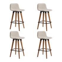 Kit 4 Banquetas Linea Baixa Luxo Aço Preta Assento em Linho para Cozinha Gourmet Design - Preta/palh Kit 4 Banquetas Linea Baixa Luxo Aço Preta Assento em Linho para Cozinha Gourmet Design - Preta/palh