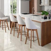 Kit 4 Banquetas Maya Gourmet Giratória-altura 62 cm do chão até o assento-tecido linho