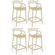 Kit 4 Banquetas Média Allegra 66cm Design Cozinha/Bancada - Nude