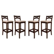 Kit 4 Banquetas Media Estofada para Bancada Madri Madeira Capuccino Suede CCS