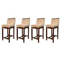 Kit 4 Banquetas Média para Bancada Ilha Líbia Madeira Capuccino Suede Bege CCS Kit 4 Banquetas Média para Bancada Ilha Líbia Madeira Capuccino Suede Bege CCS