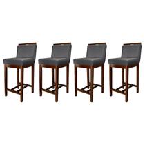 Kit 4 Banquetas Média para Bancada Ilha Líbia Madeira Capuccino Suede Cinza CCS Kit 4 Banquetas Média para Bancada Ilha Líbia Madeira Capuccino Suede Cinza CCS