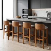 Kit 4 Banquetas Moderna Cozinha Area Externa Gourmet 96cm Altura Ideal Balcão Espaço Churrasqueira