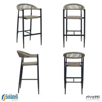 Kit 4 Banquetas Outdoor Trancoso em Alumínio com Corda Náutica em Várias Cores - Rivatti