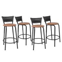 Kit 4 Banquetas Para Bancada 60cm Preta Junco Preto Balcão Ilha Bistrô Bar Cozinha Gourmet Área de Lazer Piscina Kit 4 Banquetas Para Bancada 60cm Preta Junco Preto Balcão Ilha Bistrô Bar Cozinha Gourmet Área de Lazer Piscina