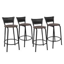 Kit 4 Banquetas Para Bancada 60cm Preta Junco Preto Balcão Ilha Bistrô Bar Cozinha Gourmet Área de Lazer Piscina Kit 4 Banquetas Para Bancada 60cm Preta Junco Preto Balcão Ilha Bistrô Bar Cozinha Gourmet Área de Lazer Piscina