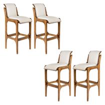 Kit 4 Banquetas para Cozinha Americana 37 x 101 Cm Barcelona Madeira Imbuia Linho Bege Cru L71 - RMI Kit 4 Banquetas para Cozinha Americana 37 x 101 Cm Barcelona Madeira Imbuia Linho Bege Cru L71 - RMI