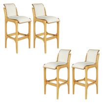 Kit 4 Banquetas para Cozinha Americana 37 x 101 Cm Barcelona Madeira Mel Linho Bege Cru L71 - RMI Kit 4 Banquetas para Cozinha Americana 37 x 101 Cm Barcelona Madeira Mel Linho Bege Cru L71 - RMI
