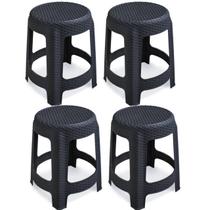 Kit 4 Banquetas Rattan Premium Preta 35x45cm 25618 Arqplast