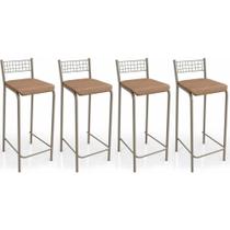Kit 4 Banquetas Sala Jantar Gênova B705 4 Un Niquel - Courano Capuccino - Kappesberg