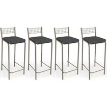 Kit 4 Banquetas Sala Jantar Gênova B705 4 Un Niquel/Preto - Kappesberg