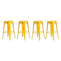 Kit 4 Banquetas Tolix Iron Design Industrial Amarela 76 cm Aço Cozinha Bar Bistrô Bancada Kit 4 Banquetas Tolix Iron Design Industrial Amarela 76 cm Aço Cozinha Bar Bistrô Bancada