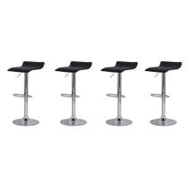 Kit 4 Banquetas Tóquio Belo Horizonte Preta Base Giratória Altura Regulável Cozinha Bar Bancada